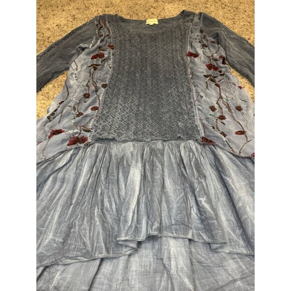 Tunic Top Lagenlook Mix Media Embroidered Boho Hippie Fairy Witchy Grunge MEDIUM - Picture 10 of 12